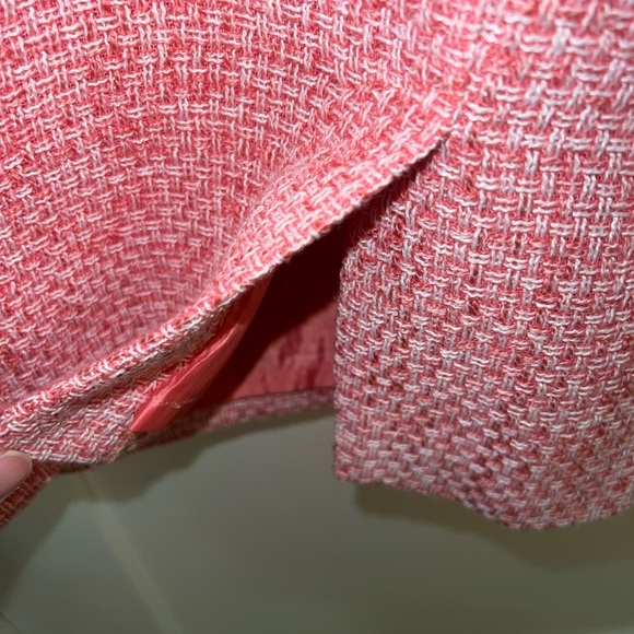 Karl Lagerfeld Paris Designer Tweed Scalloped V Neck Sheath Pink Dress Size 10 - Picture 5 of 11